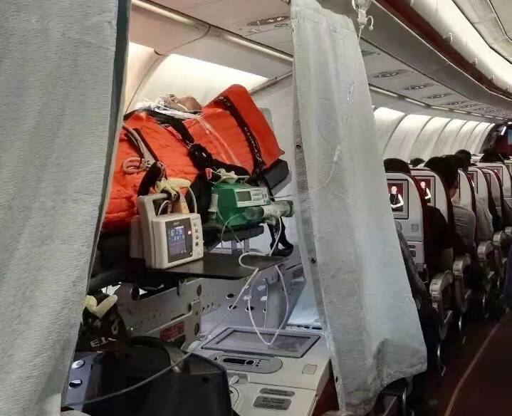 景泰县跨国医疗包机、航空担架